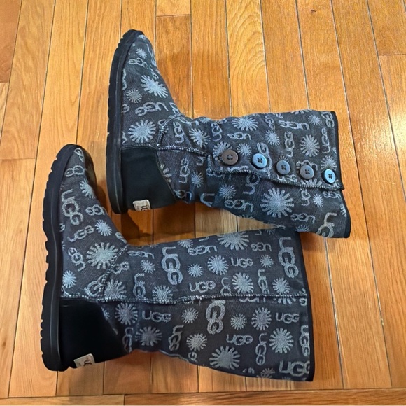 Ugg Unlined Tall Button Up Boots Gray & Black Women's Size 8 1000462 - Picture 5 of 8